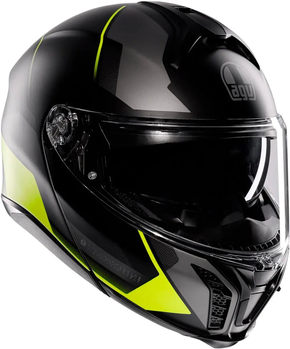 AGV Tourmodular Perception motorhelm mat zwart fluo geel systeemhelm XXL