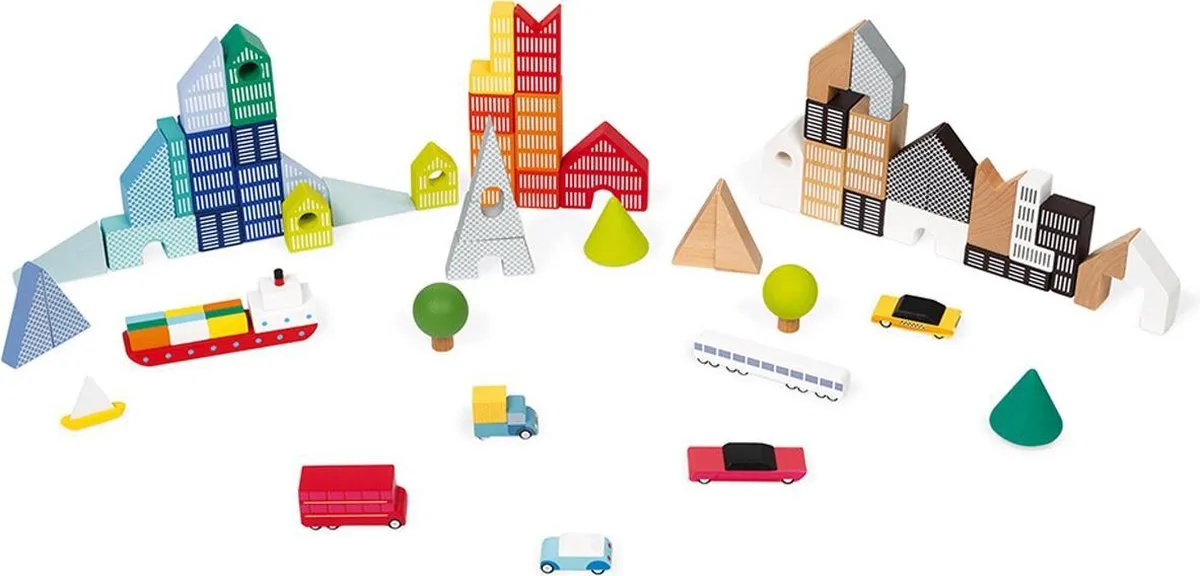 Janod Blokken De Stad - 60 Stuks - Multicolor
