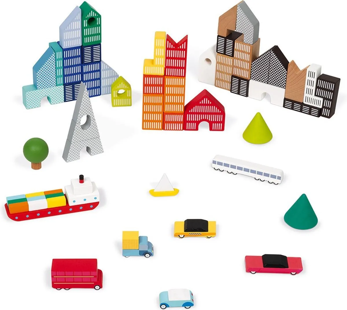 Janod Blokken De Stad - 60 Stuks - Multicolor