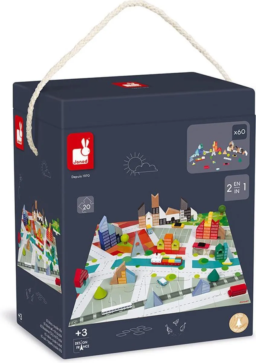Janod Blokken De Stad - 60 Stuks - Multicolor