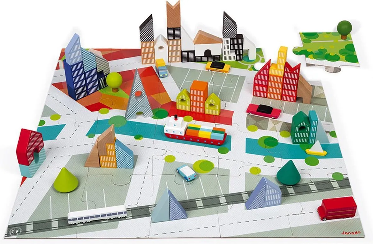 Janod Blokken De Stad - 60 Stuks - Multicolor - afbeelding 6 van 6