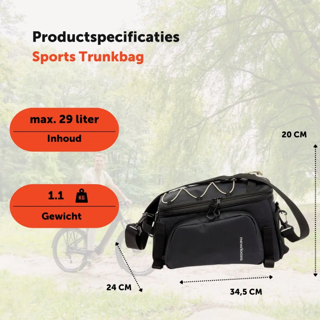 New Looxs Sports Trunkbag Riempjes - Fietstas 29L - Zwart