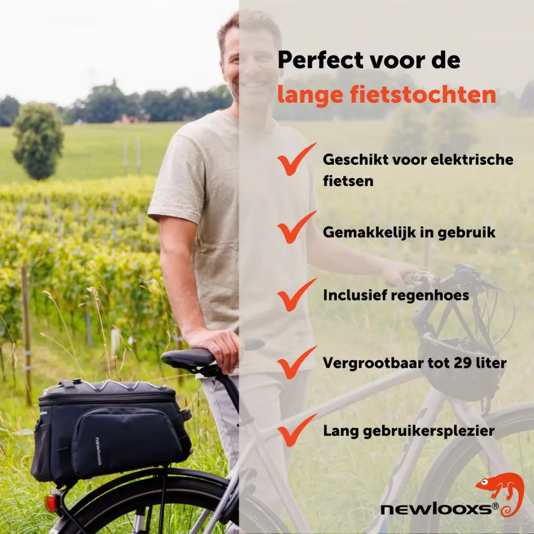 New Looxs Sports Trunkbag Riempjes - Fietstas 29L - Zwart - afbeelding 6 van 6