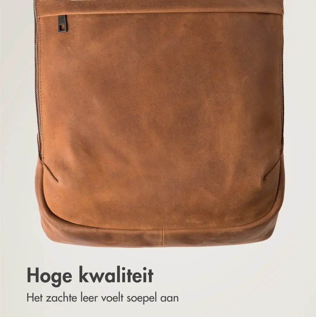 Accezz Leather Rugzak tot 16 inch - 15L - Cognac - afbeelding 3 van 6