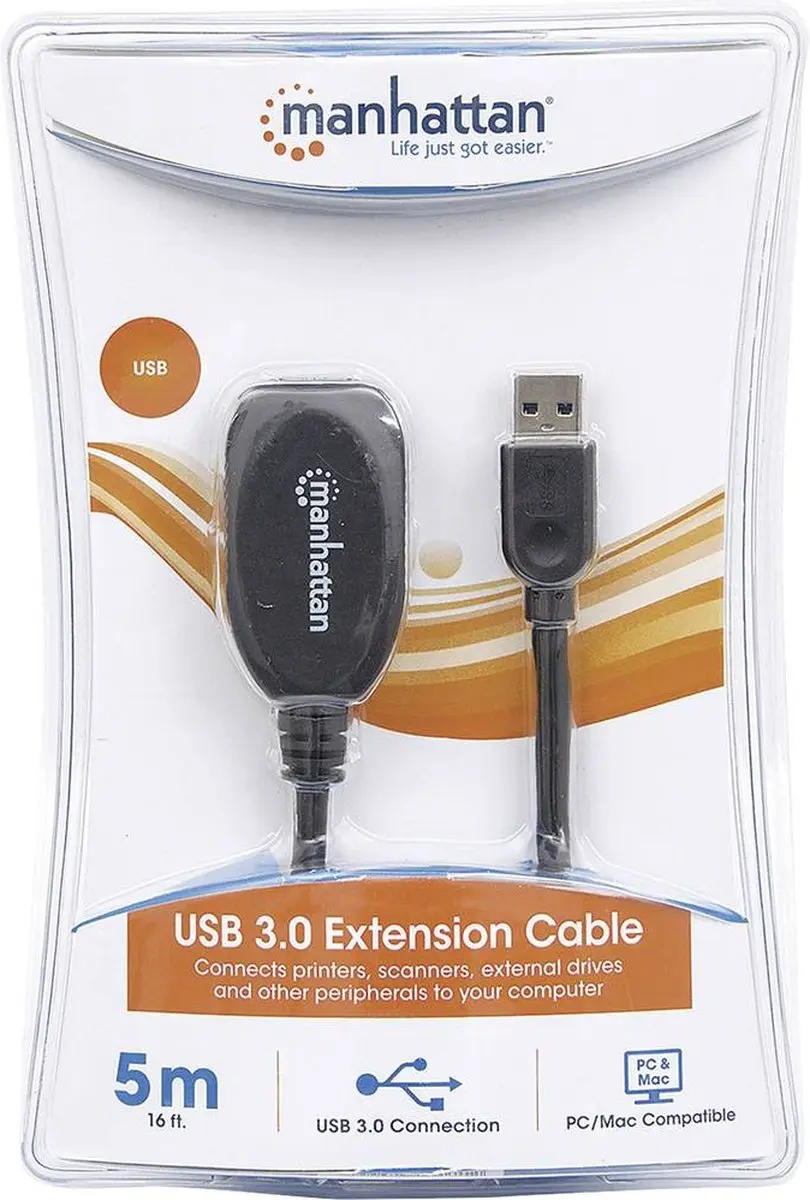 Manhattan 5m USB 3.0 Kabel - Zwart