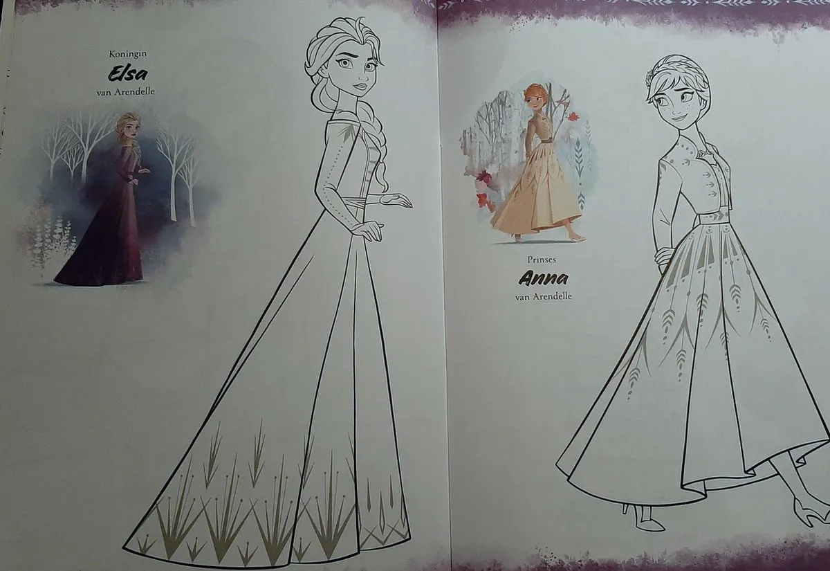 Disney Frozen II Kleurboek Elsa Anna Olaf - 20 Pagina's - Blauw/Wit