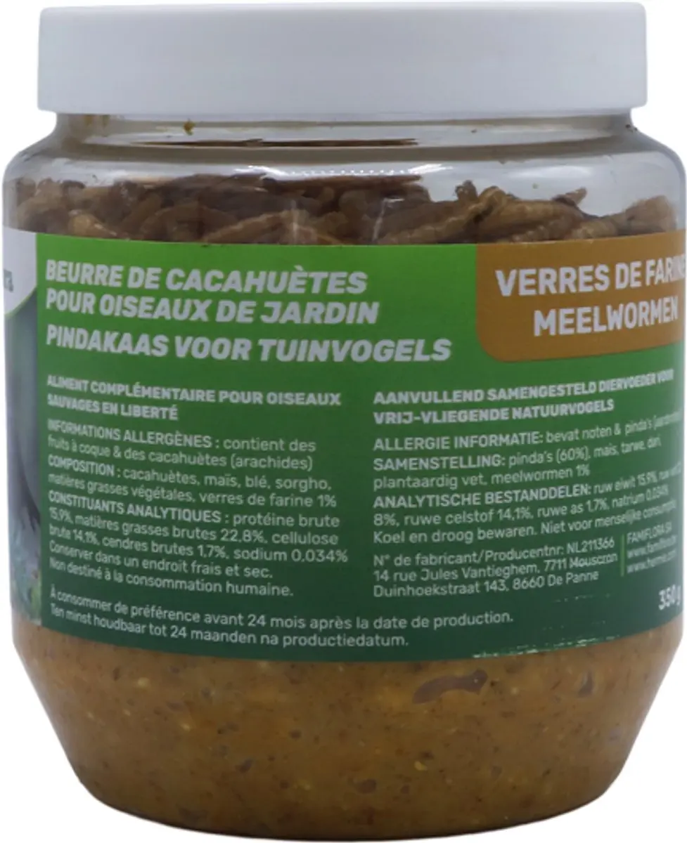 Famiflora Pindakaas voor Tuinvogels 350g - Met Meelwormen