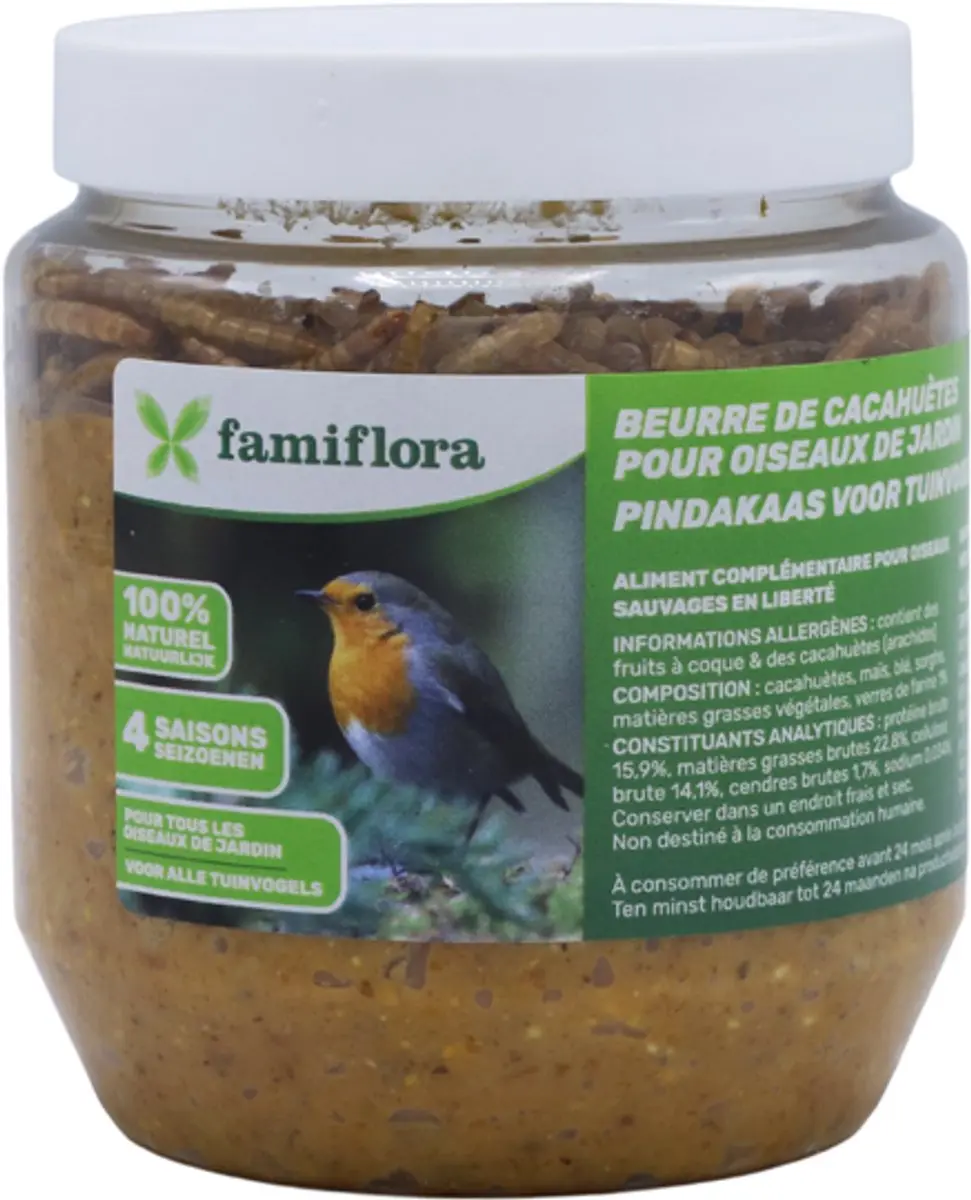 Famiflora Pindakaas voor Tuinvogels 350g - Met Meelwormen