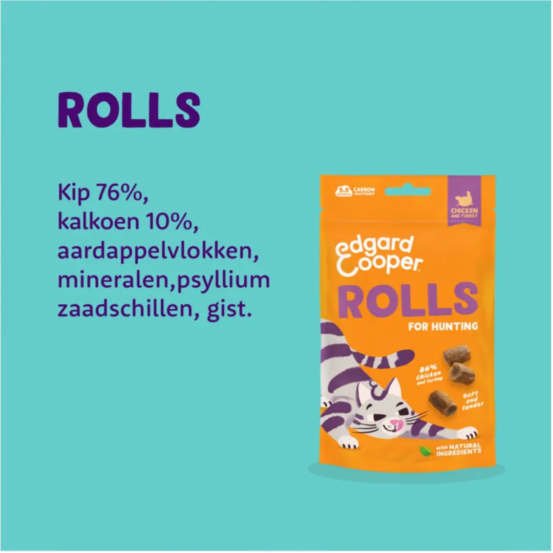 Edgard & Cooper Rolls Kip Kalkoen Kattensnack 45g
