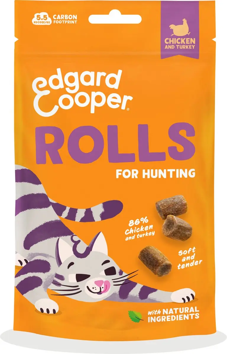Edgard & Cooper Rolls Kip Kalkoen Kattensnack 45g