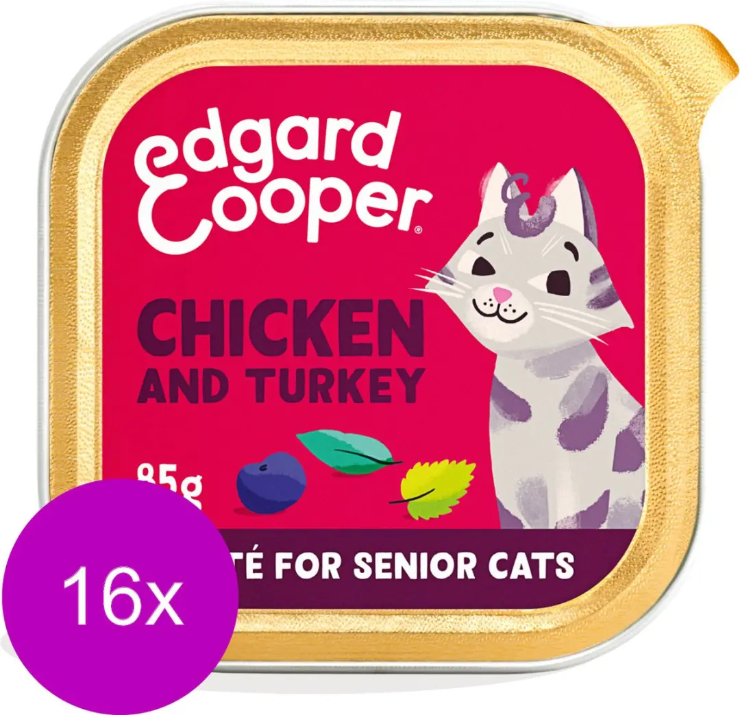 Edgard & Cooper Senior Natvoer Gesteriliseerde Kat 16x85g Kip