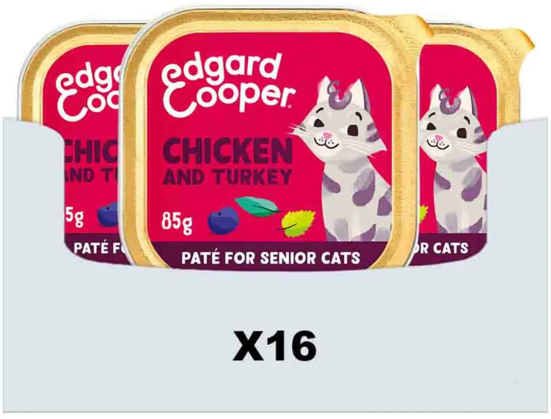 Edgard & Cooper Senior Natvoer Gesteriliseerde Kat 16x85g Kip