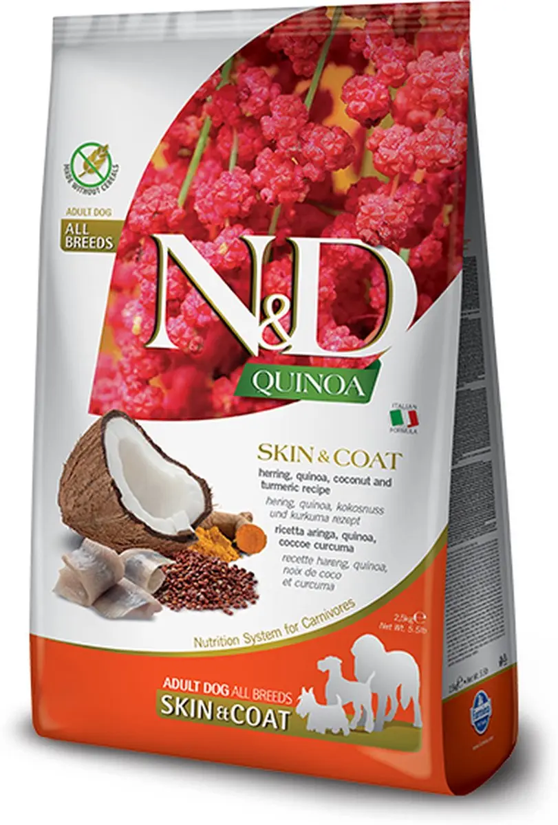 N&D Quinoa Skin & Coat Hondenvoer Medium/Maxi Haring - 7kg - afbeelding 4 van 4