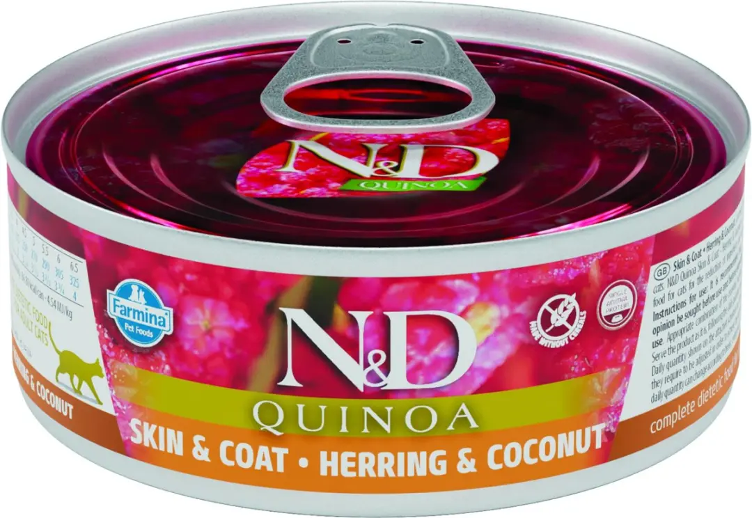 N&D Quinoa natvoeding voor de kat Skin & Coat Haring 80 gr.