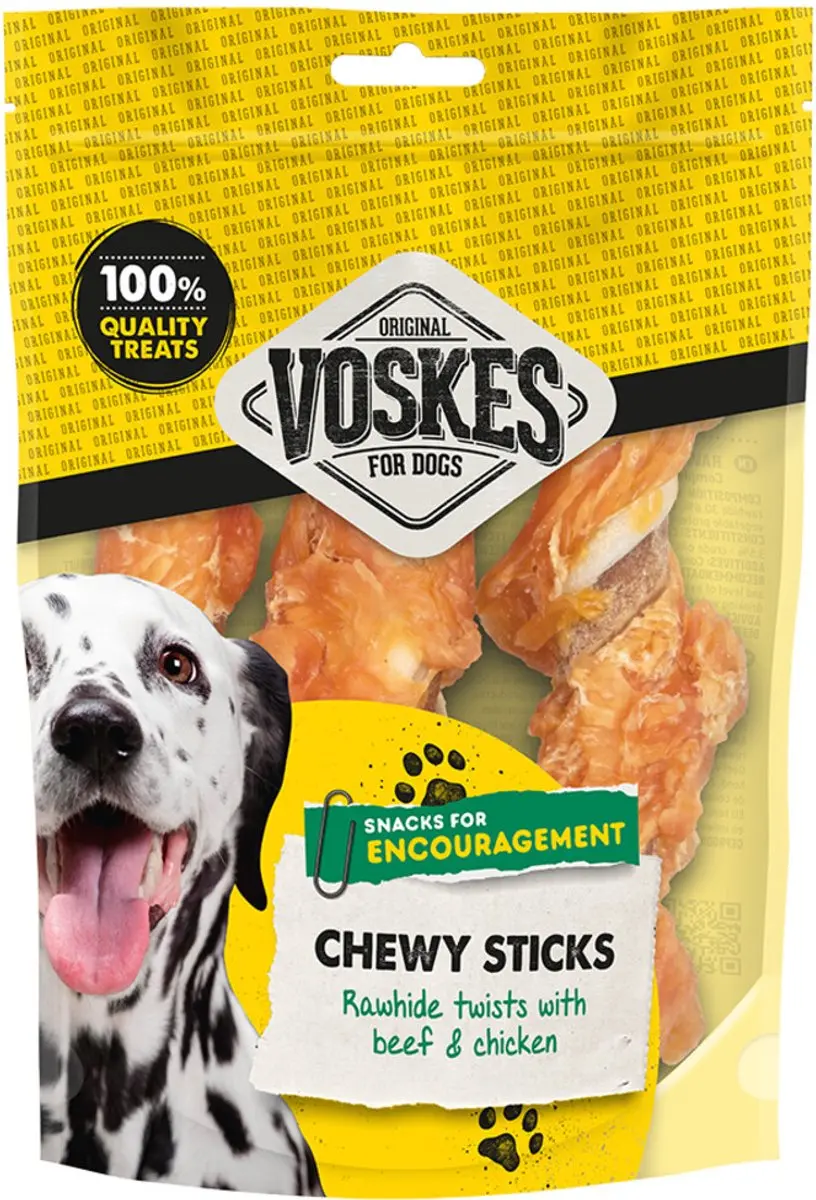 Voskes Hondensnack Stick Runderhuid M Rund met Kip