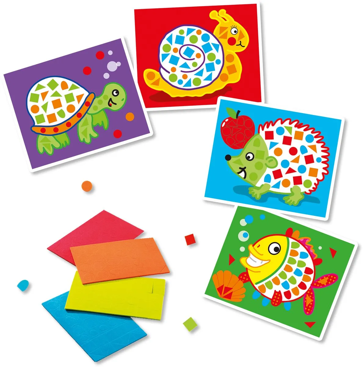SES Creative Ik Leer Mozaïeken Mozaïekstickers - 4 Voorbedrukte Kaarten