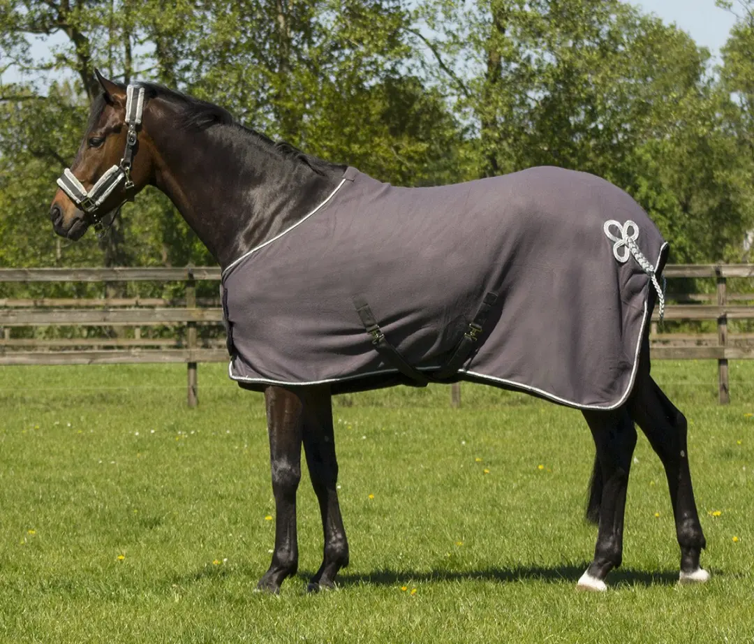 QHP Fleecedeken Ornament 165cm - Grijs/Zilver