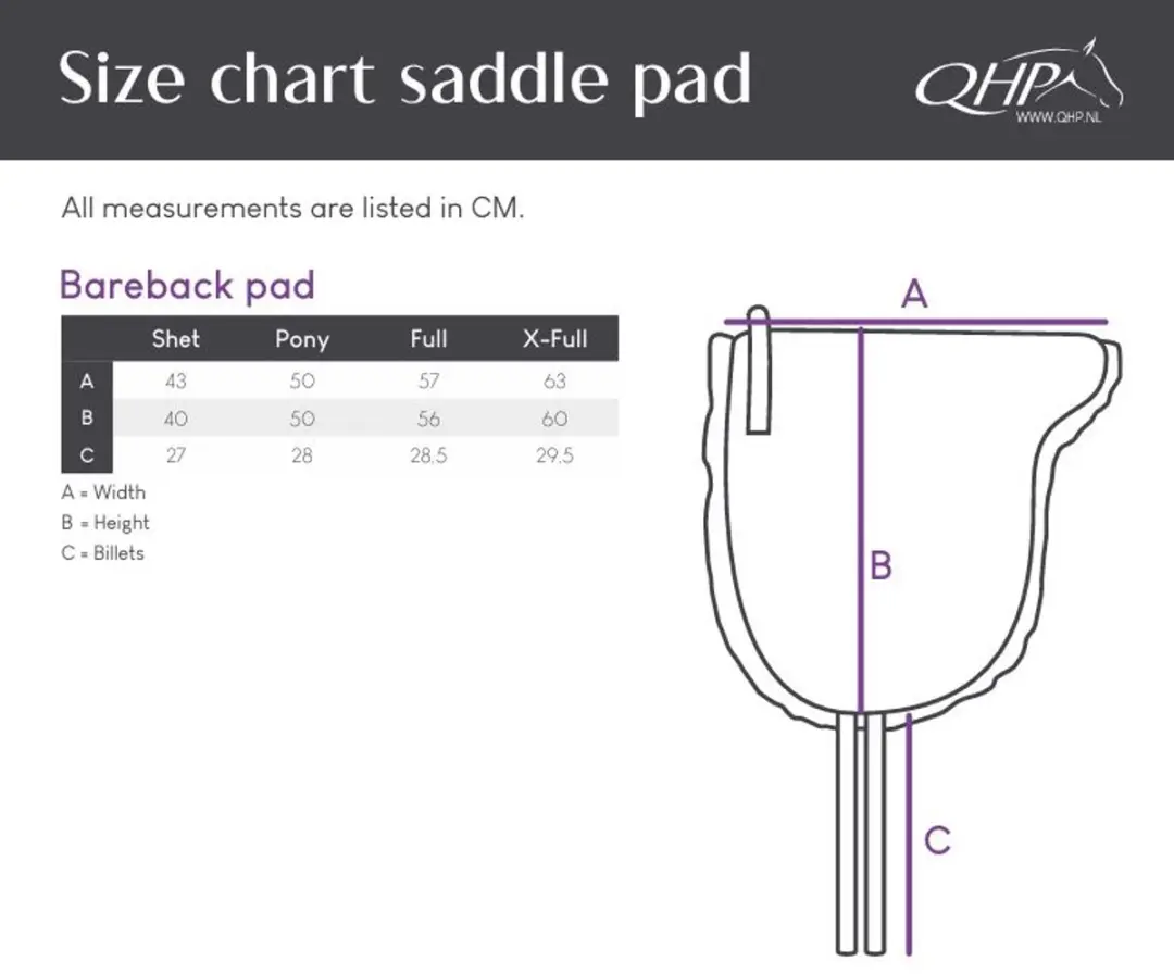 QHP Bareback Pad Navy - 17.5 inch
