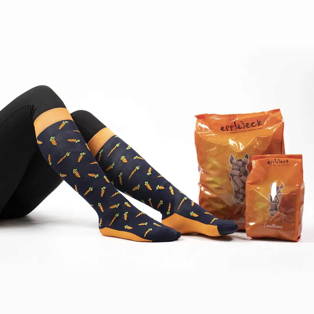 Epplejeck Ejcarrot Sokken - Donkerblauw-oranje - 2 Stuks