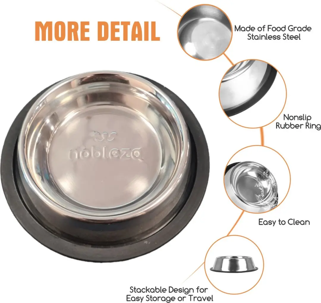 Nobleza Hondenvoerbak RVS XS - 200ml - Zwart