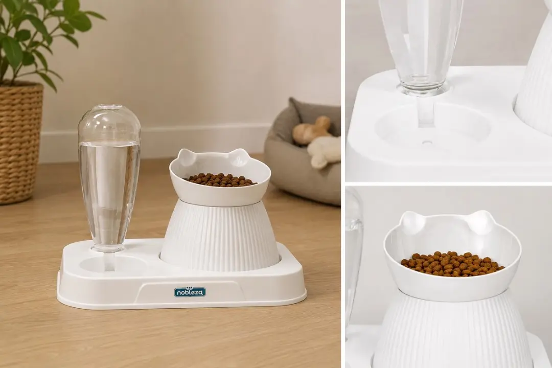 Nobleza Kattenvoerbak 2-in-1 - Wit 28cm