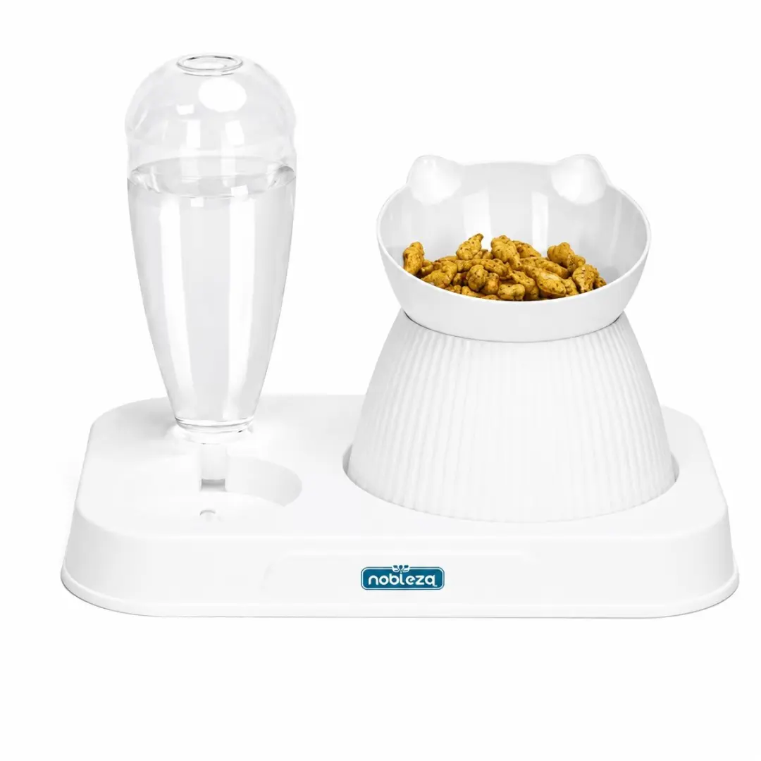 Nobleza Kattenvoerbak 2-in-1 - Wit 28cm