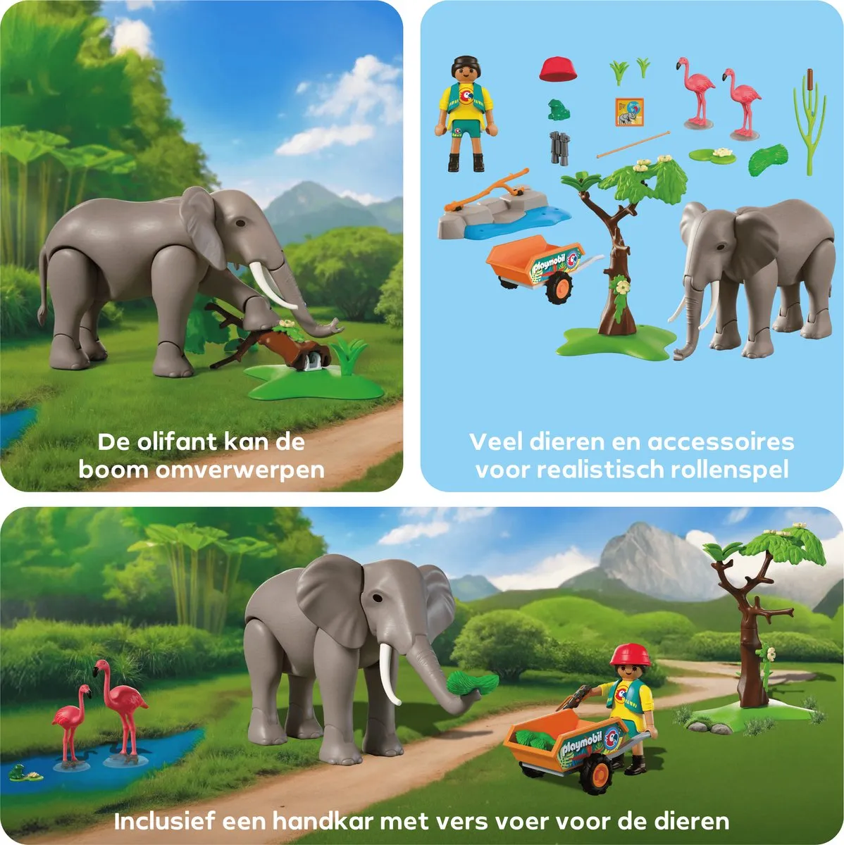 Playmobil Animals & Friends Olifant Dierenverzorger 72068 - 4 Dieren