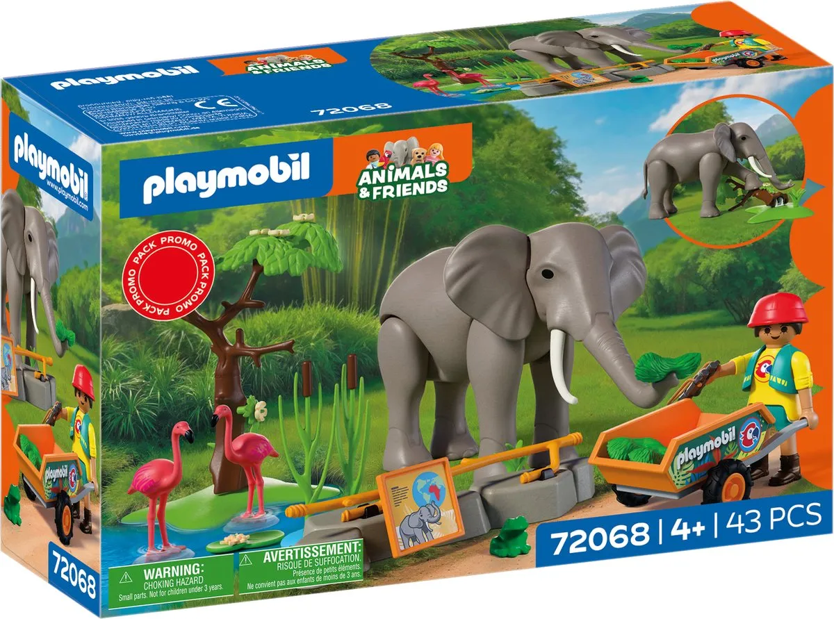 Playmobil Animals & Friends Olifant Dierenverzorger 72068 - 4 Dieren