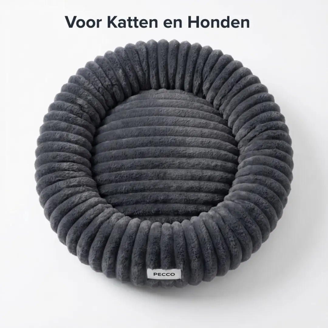 Pecco Luxe Orthopedisch Hondenbed Rond 70cm - Donkergrijs