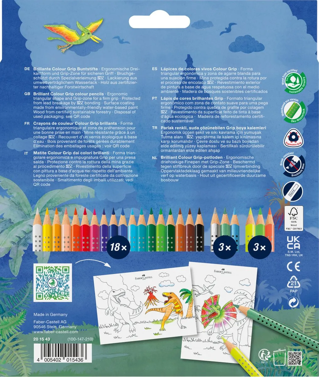 Faber-Castell Grip Dino Potloden - 24 Stuks - Assorti
