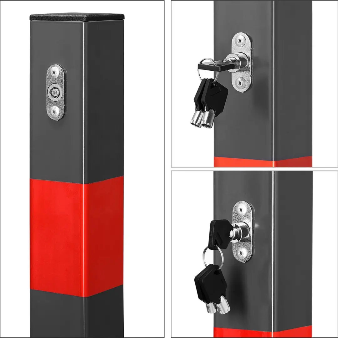 Deuba Parkeerpaal Set 2 Stuks - 65,5x5cm - Grijs/Rood - afbeelding 3 van 6