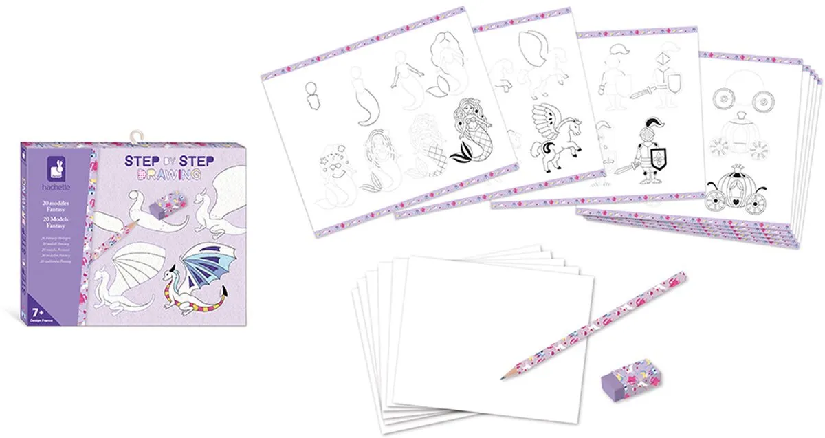 Janod Step by Step Creatief Fantasie Wezens Tekenen - 20 Modellen