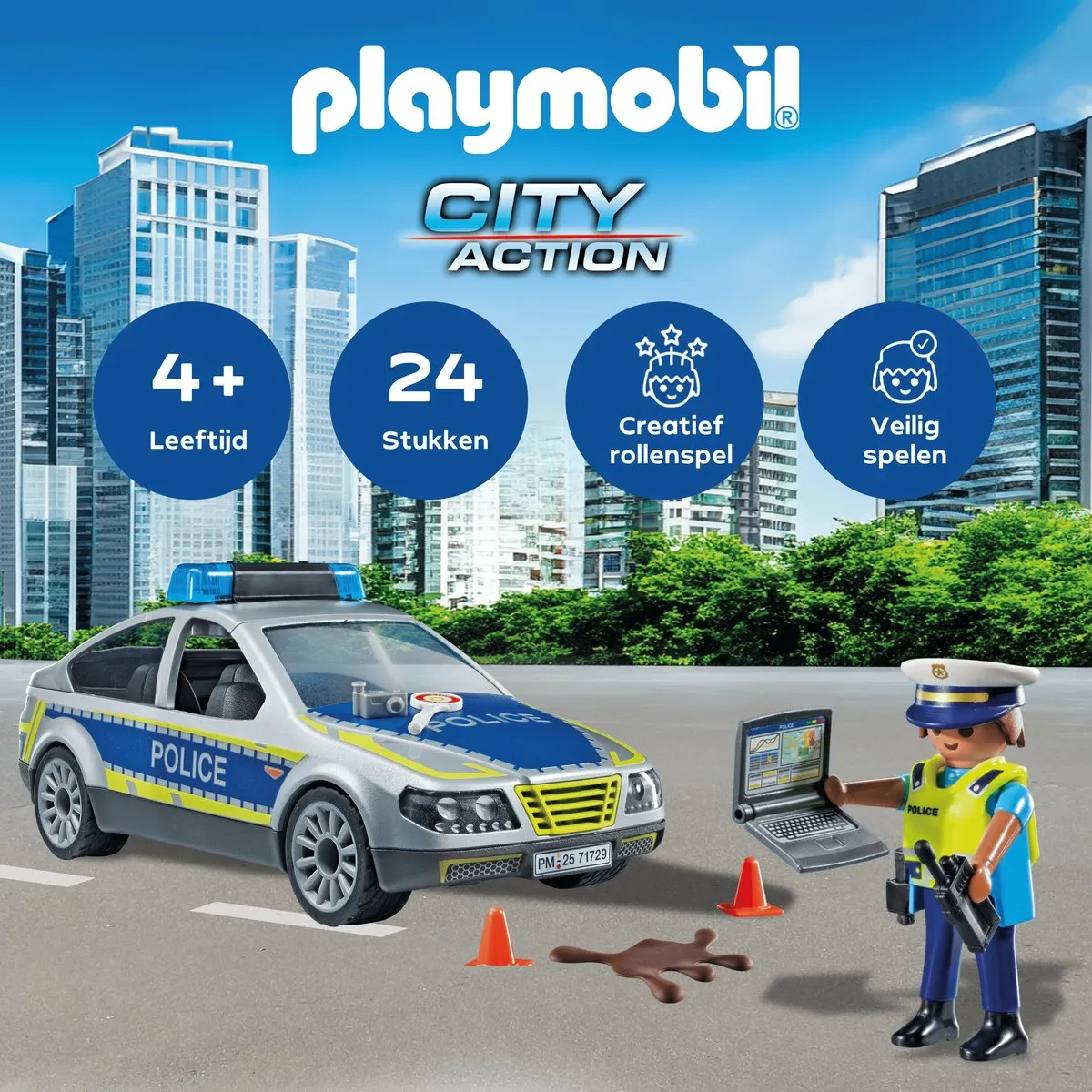 Playmobil City Action Politie Motorachtervolging 72079 - Multicolor