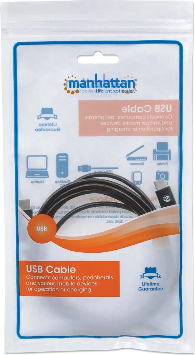 Manhattan 355223 USB-C Kabel 1m - Zwart