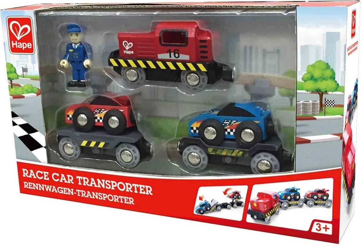Hape Raceauto Transportwagen E3735 - 6 Stuks - Veelkleurig