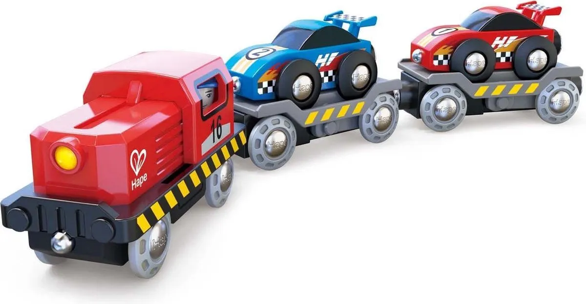 Hape Raceauto Transportwagen E3735 - 6 Stuks - Veelkleurig