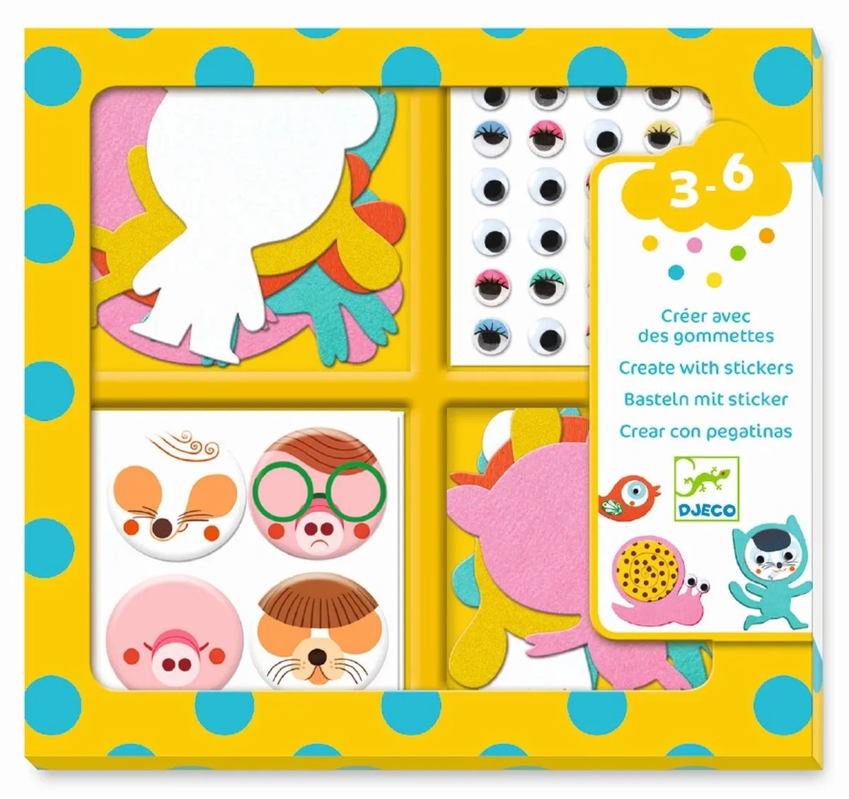 Djeco Knutselset Dieren Stickers 24-delig - Multicolor