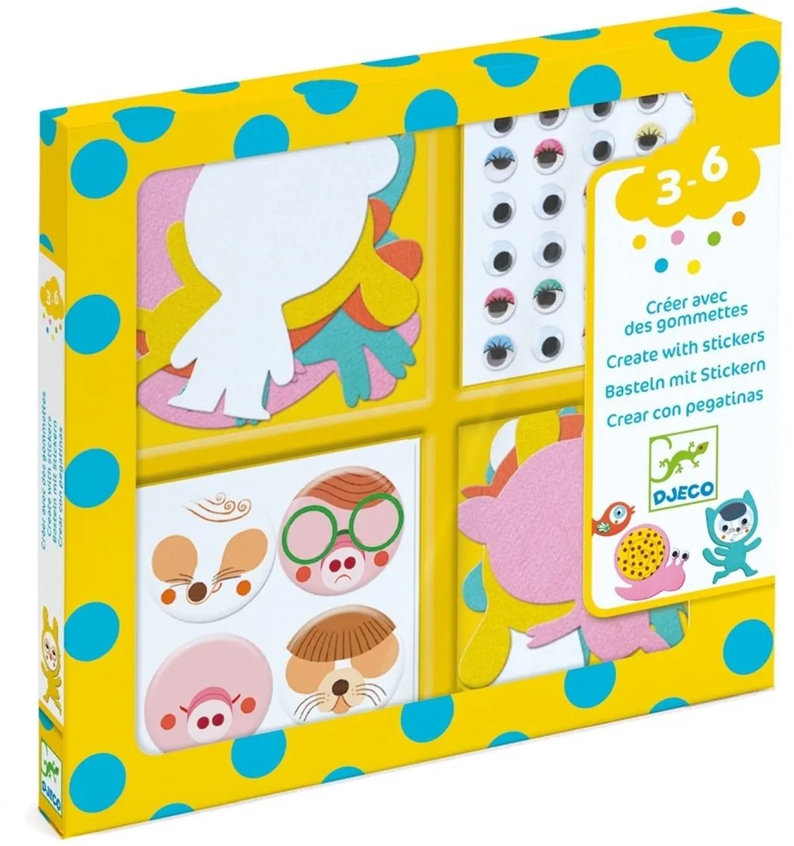 Djeco Knutselset Dieren Stickers 24-delig - Multicolor