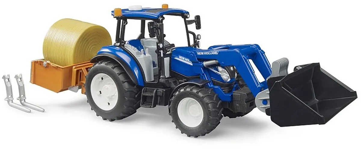 Bruder New Holland T5.120 Tractor met voorlader 1:16 - Blauw