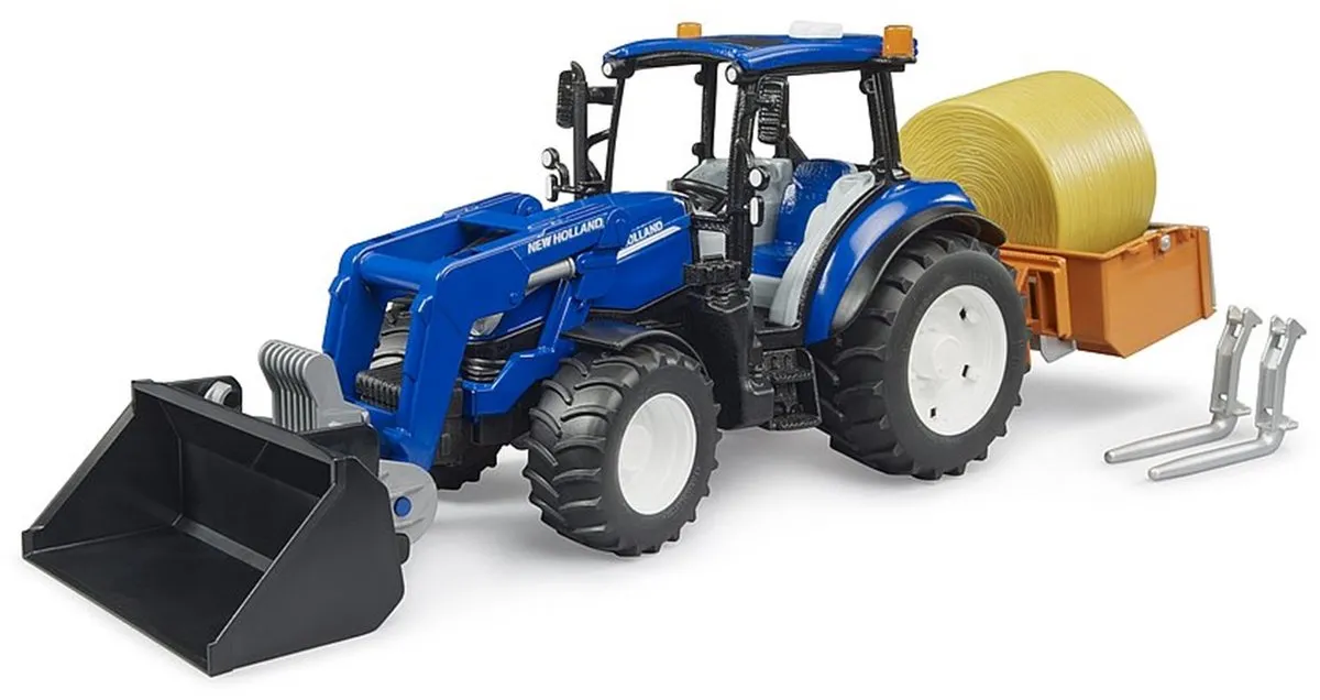 Bruder New Holland T5.120 Tractor met voorlader 1:16 - Blauw