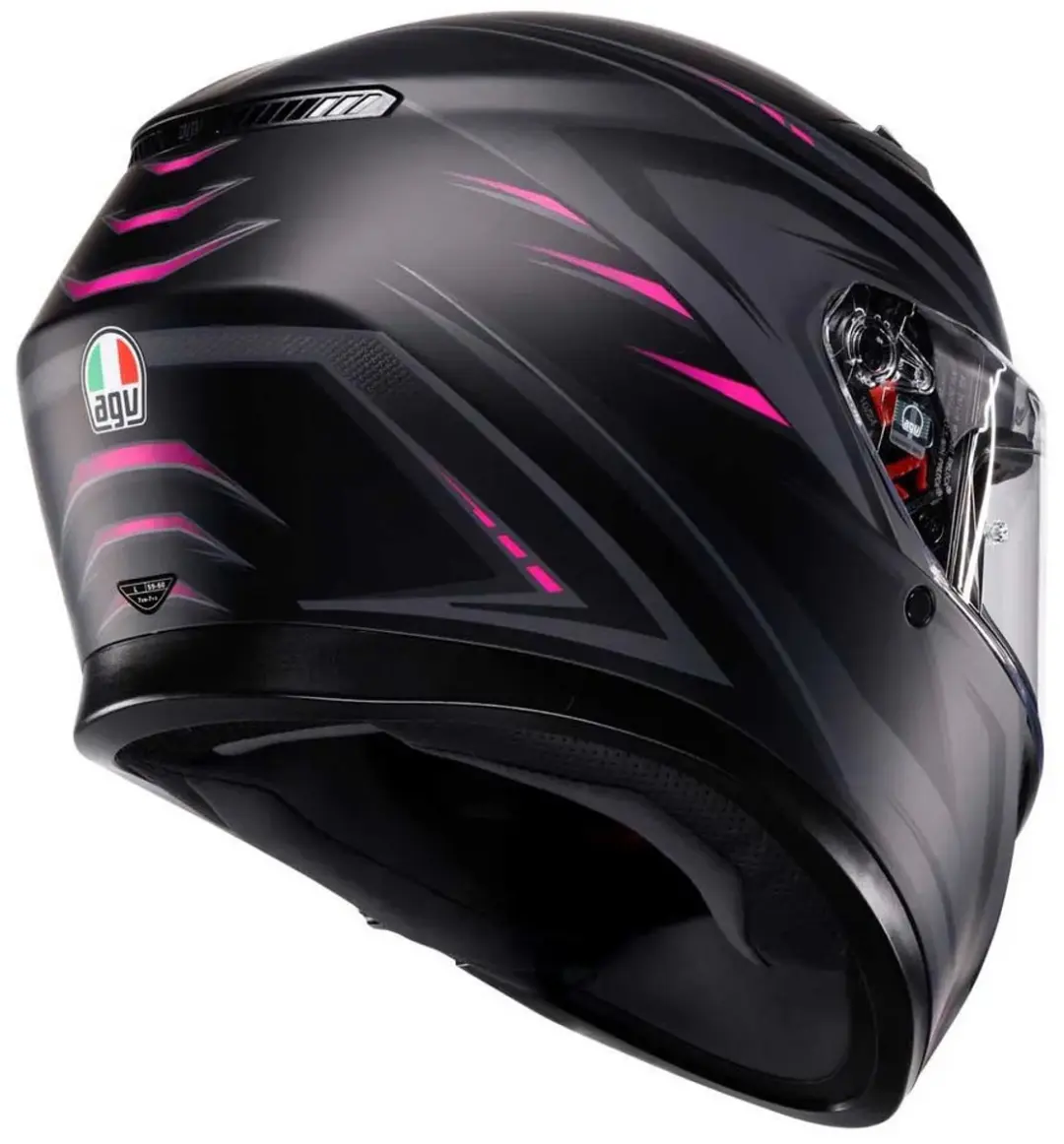 AGV K3 Motorhelm - M - Mat zwart roze