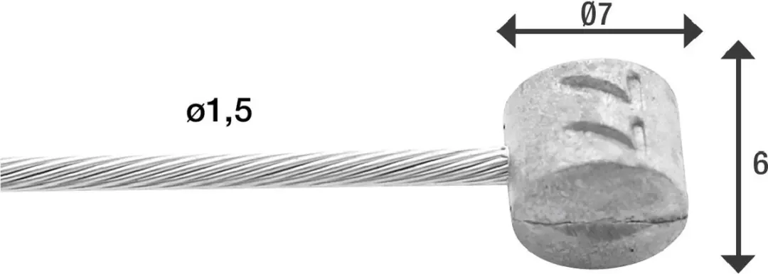 Elvedes Binnenremkabel 300cm - Tonnippel - Verzinkt staal Ø1,5mm