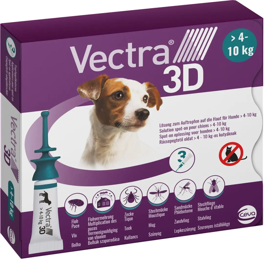 Vectra 3D Hond Anti Teken- en Vlooiendruppels 4,7ml - 3 Pipetten