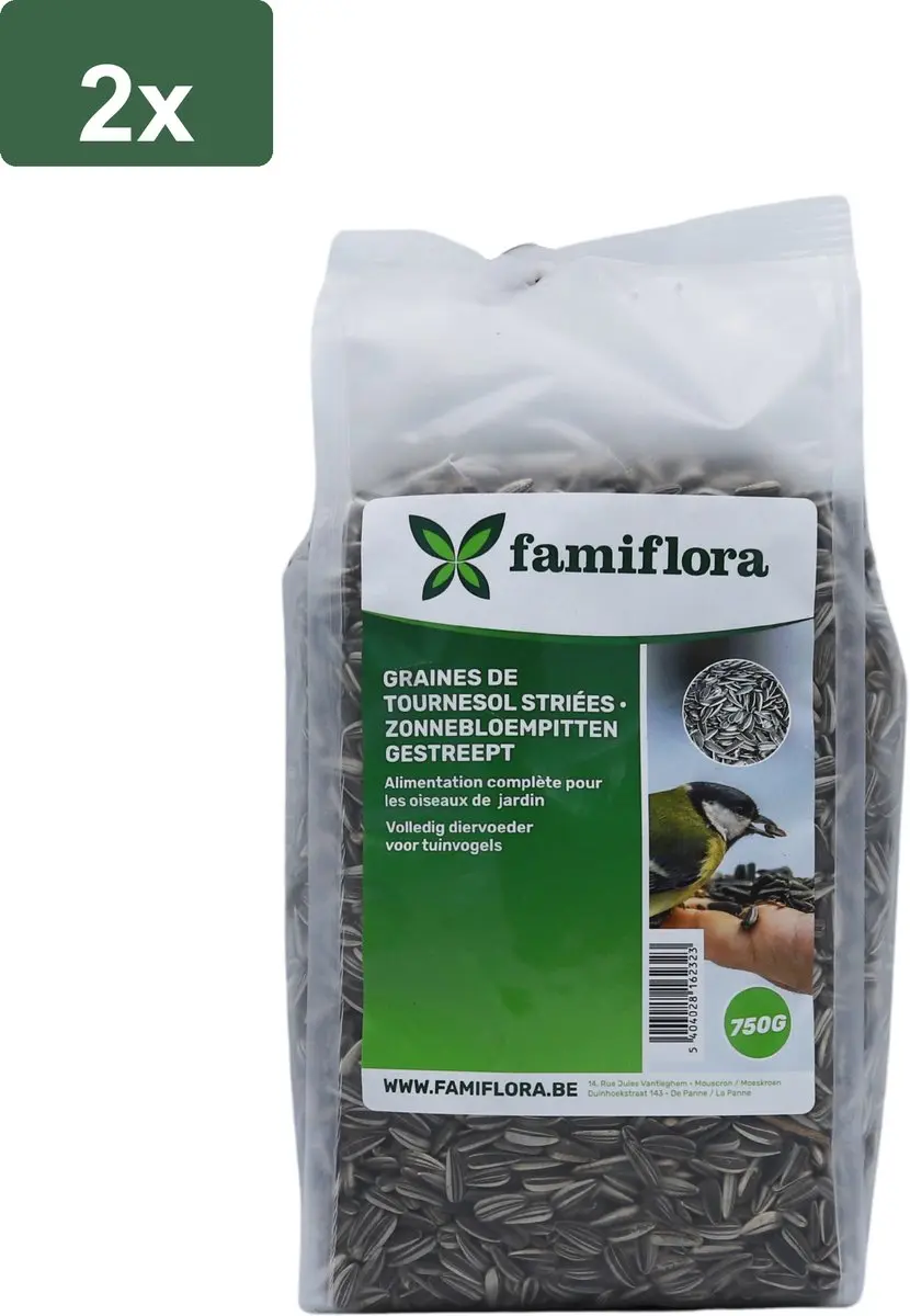 Famiflora Gestreepte Zonnebloempitten 1.5kg - 2x750g