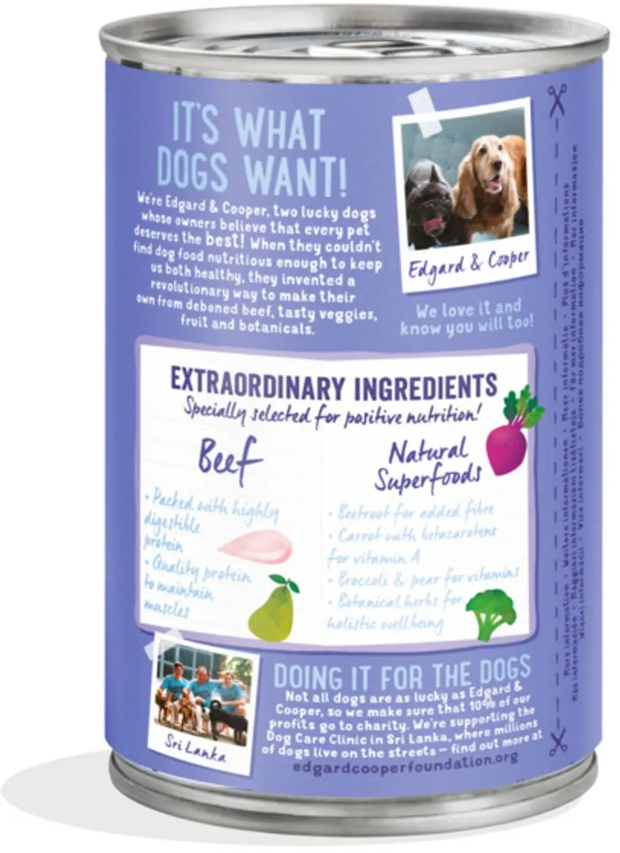 Edgard & Cooper Blik Honden Natvoer Rund 400g - 6 Stuks