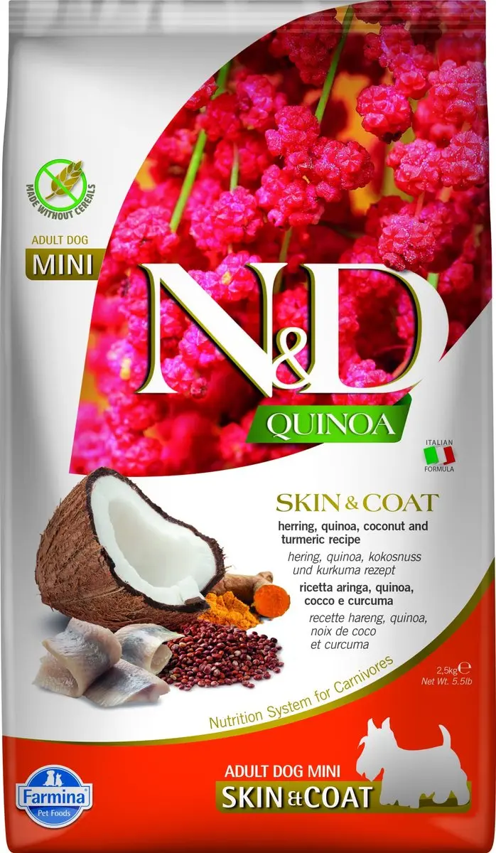 N&D Quinoa hondenvoeding Skin & Coat small breed Haring 2,5 kg