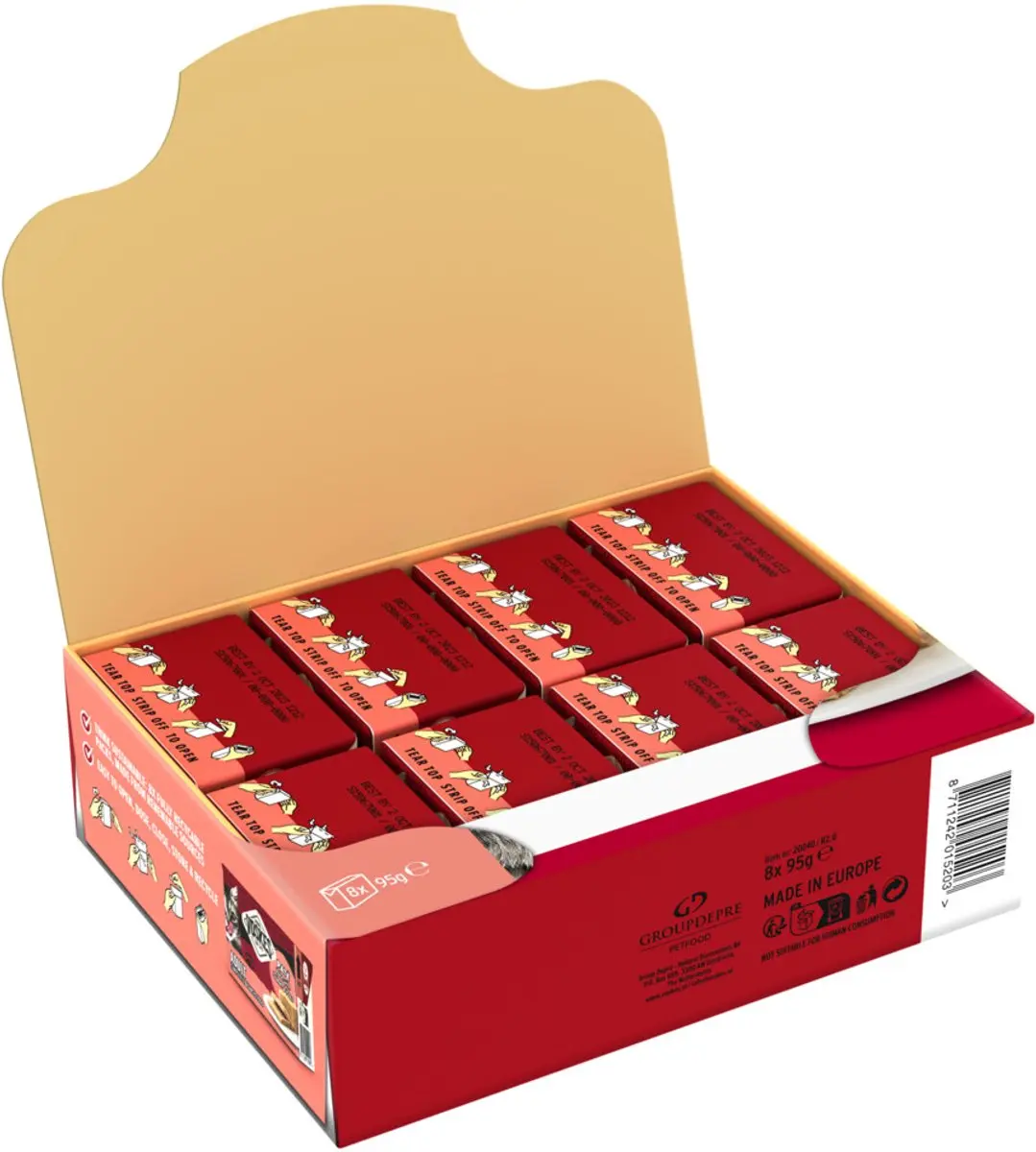 Voskes Original Paté Adult Heek & Zalm & Erwten - 8x95g