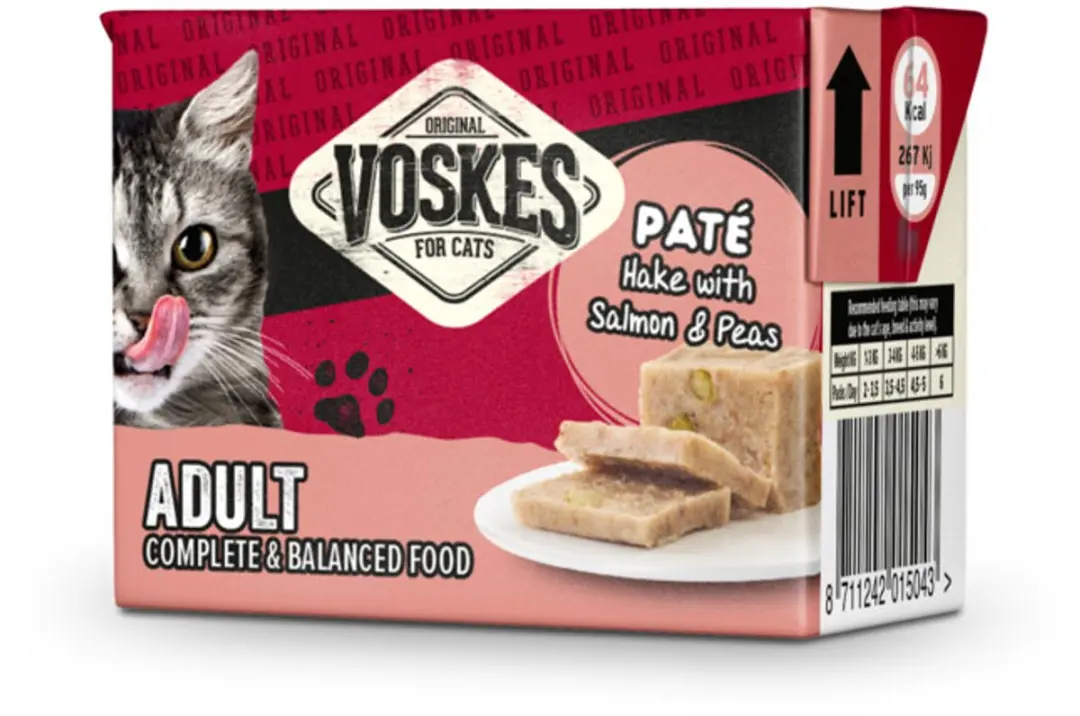 Voskes Original Paté Adult Heek & Zalm & Erwten - 8x95g