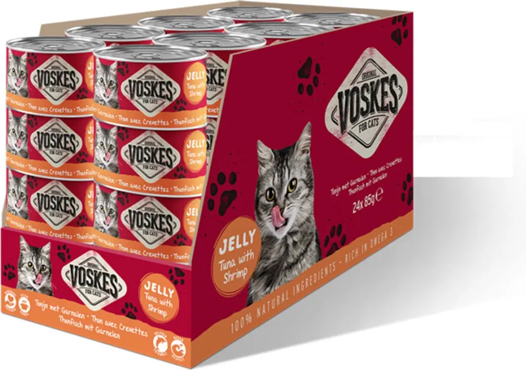 Voskes Nat Tonijn met Garnalen Kattenvoer