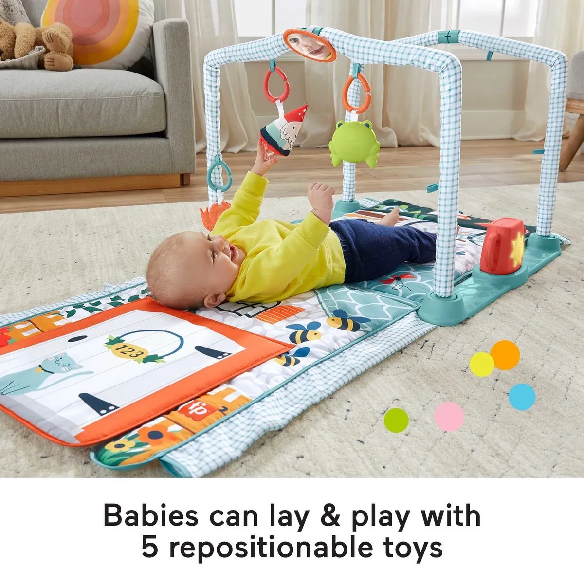 Fisher-Price 3-in-1 Kruipen en Spelen Activiteitenspeelmat - 4 Speelelementen - afbeelding 6 van 6